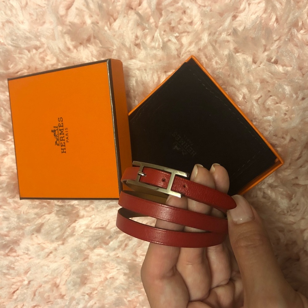 Hermès Rust Triple Wrap Red Behapi Bracelet